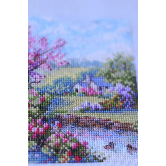 Kit point de croix Printemps 11,5x11,5 cm SK268B