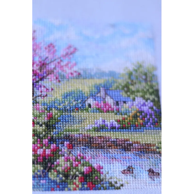 Kit point de croix Printemps 11,5x11,5 cm SK268B
