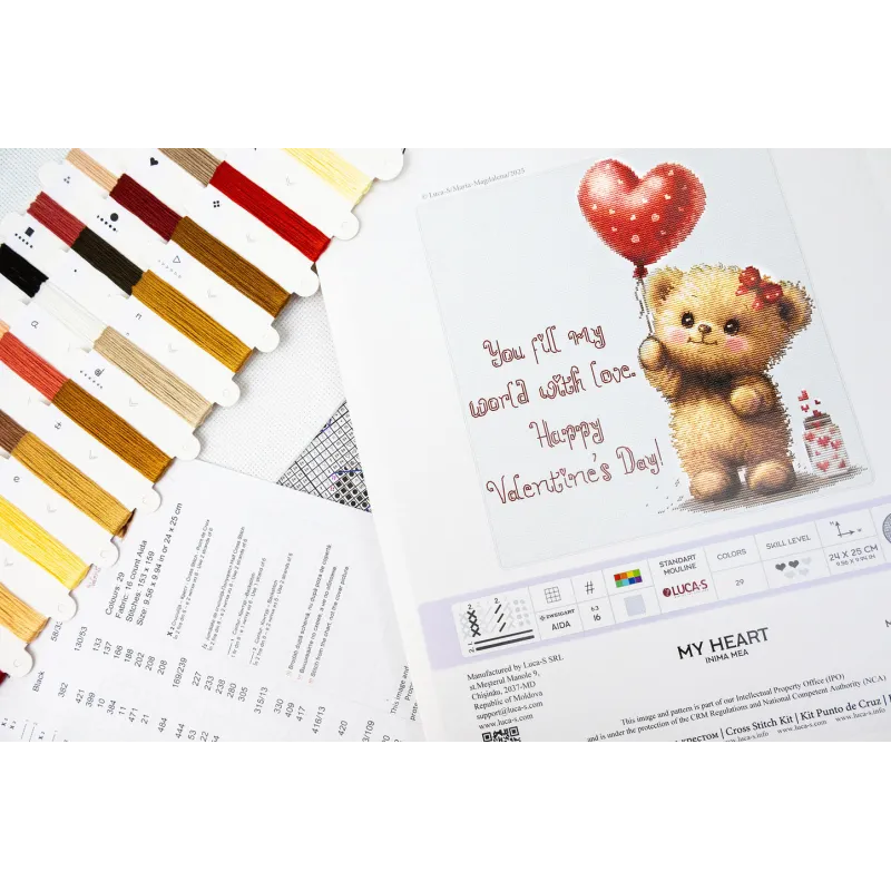 Kit de point de croix Mon cœur 24x25cm SB1424