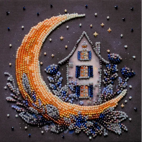 Mini karoliukų siuvinėjimo rinkinys "Naktinio dangaus magija" 15x15 cm AAM-257