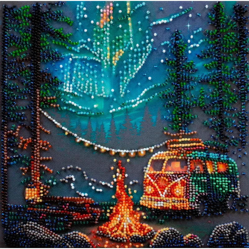 Средний набор для вышивания бисером "Кемпинг под звездами" (Deco Scenes) 20x20 см AAMB-118