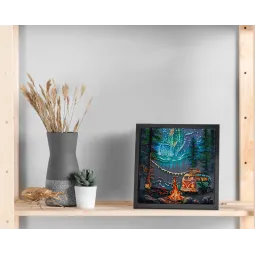 Vidutinio dydžio karoliukų siuvinėjimo rinkinys "Stovyklavimas po žvaigždėmis" (Deco Scenes) 20x20 cm AAMB-118