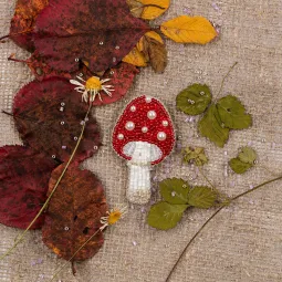 Cross stitch kit KLART "Brooch. Fly agaric" 4x7 cm KL10-006