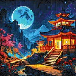 Kit de peinture au diamant "Paysage asiatique" 30x30 cm WD3210