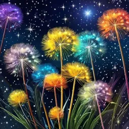 Diamond Painting rinkinys "Starry Dandelions" 30x30 cm WD3209