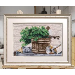 Kreuzstich-Set "Genießen Sie Ihren Dampf!" 35x25 cm S1661