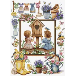 Kreuzstich-Set Frühlingsgarten 27x37cm SB7047