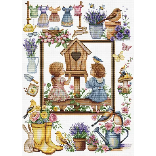 Набор для вышивания крестиком Весенний сад 27x37 см SB7047