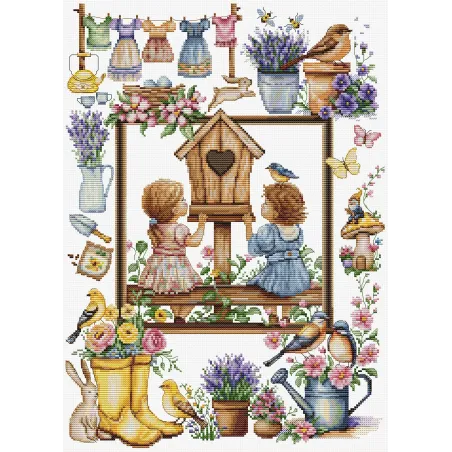 Набор для вышивания крестиком Весенний сад 27x37 см SB7047