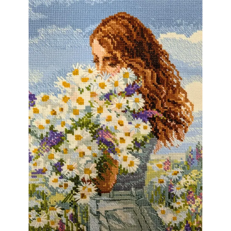 Siuvinėjimo kryželiu rinkinys "Ramunėlių laimė" 24x30 cm SR2253