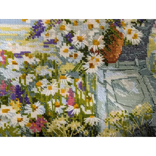 Siuvinėjimo kryželiu rinkinys "Ramunėlių laimė" 24x30 cm SR2253
