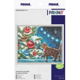 Kryželiu siuvinėjimo rinkinys PANNA "Neklaužada kačiukas" 25x19.5 cm PPR-7425