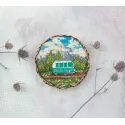 Cross stitch kit PANNA "Brooch. Traveling on wheels" 5.5x5.5 cm PJK-2216 Cross stitch kit PANNA "Brooch. Traveling on wheels" 5.5x5.5 cm PJK-2216