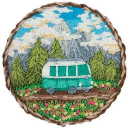 Набор для вышивания крестиком PANNA "Брошь. Путешествие на колесах" 5,5x5,5 см PJK-2216