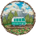 Cross stitch kit PANNA "Brooch. Traveling on wheels" 5.5x5.5 cm PJK-2216 Cross stitch kit PANNA "Brooch. Traveling on wheels" 5.5x5.5 cm PJK-2216