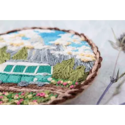 Cross stitch kit PANNA "Brooch. Traveling on wheels" 5.5x5.5 cm PJK-2216