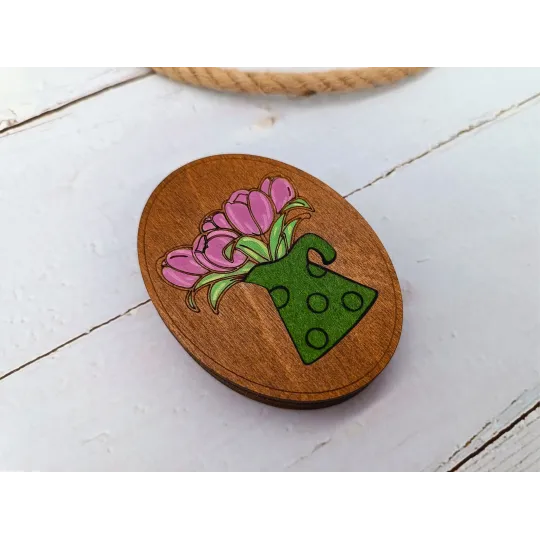 Wooden needle case. Tulips KF056/120P