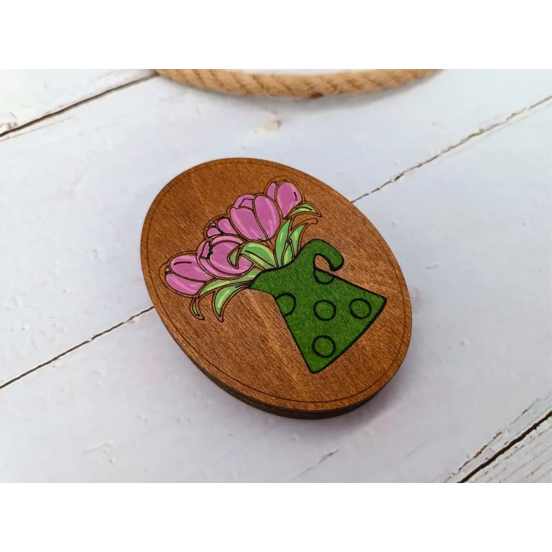 Wooden needle case. Tulips KF056/120P