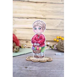 Kreuzstich-Set „Junge mit Osterkorb“ 13x5 cm SR-1171