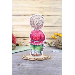 Kreuzstich-Set „Junge mit Osterkorb“ 13x5 cm SR-1171