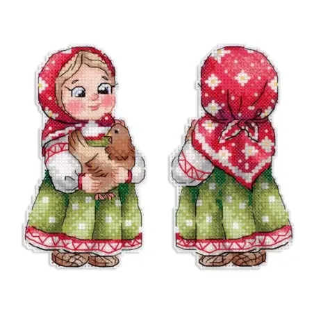 Cross stitch kit "Girl with a chicken" 12x7 cm SR-1170