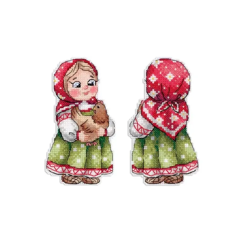 Cross Stitch Kit "Girl с курицей" 12x7 см SR-1170