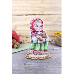 Kryželiu siuvinėjimo rinkinys "Mergaitė su višta" 12x7 cm SR-1170