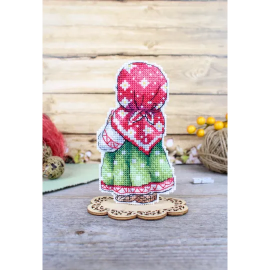 Kit de point de croix "fille avec un poulet" 12x7 cm SR-1170