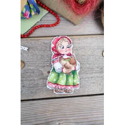 Kryželiu siuvinėjimo rinkinys "Mergaitė su višta" 12x7 cm SR-1170