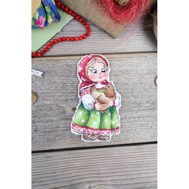 Cross stitch kit "Girl with a chicken" 12x7 cm SR-1170