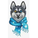 Wasserlöslicher Canvas-Kreuzstich-Set "Funny Husky" 15x8 cm SV-1035