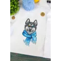 Water-soluble canvas cross stitch kit "Funny Husky" 15x8 cm SV-1035