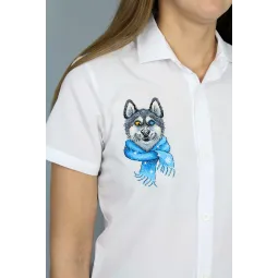 Vandenyje tirpus drobės kryželiu siuvinėjimo rinkinys "Funny Husky" 15x8 cm SV-1035