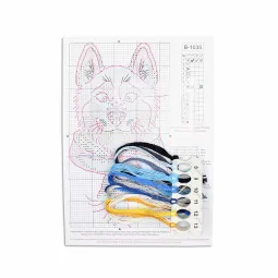 Vandenyje tirpus drobės kryželiu siuvinėjimo rinkinys "Funny Husky" 15x8 cm SV-1035