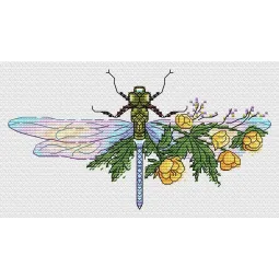 Water-soluble canvas cross stitch kit "Flower dragonfly" 9x17 cm SV-1034