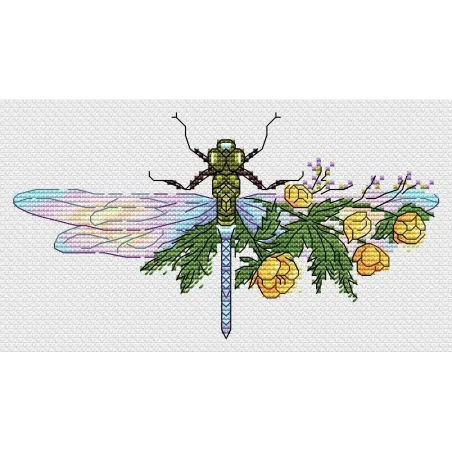 Water-soluble canvas cross stitch kit "Flower dragonfly" 9x17 cm SV-1034