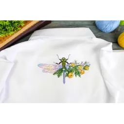 Водорастворимый набор для вышивания крестиком "Цветочная стрекоза" 9х17 см SV-1034