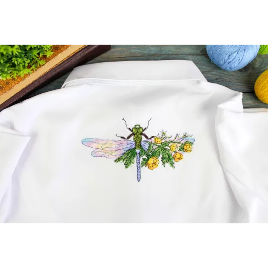 Water-soluble canvas cross stitch kit "Flower dragonfly" 9x17 cm SV-1034