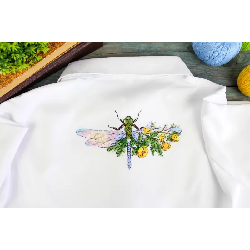 Water-soluble canvas cross stitch kit "Flower dragonfly" 9x17 cm SV-1034