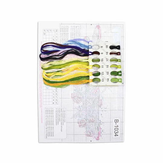 Kit de point de croix sur toile soluble dans l'eau « Libellule fleur » 9x17 cm SV-1034