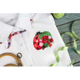 Wasserlöslicher Canvas Kreuzstich Kit "Blumen-Marienkäfer" 9x9 cm SV-1033