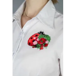 Водорастворимый холст для вышивания крестом "Цветочный божья коровка" 9x9 см SV-1033