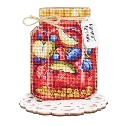 Kryželiu siuvinėjimas ant medinio pagrindo "Vasaros sultys" 13*12*9 cm SO-117