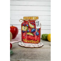 Kryželiu siuvinėjimas ant medinio pagrindo "Vasaros sultys" 13*12*9 cm SO-117