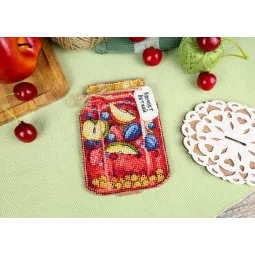 Kryželiu siuvinėjimas ant medinio pagrindo "Vasaros sultys" 13*12*9 cm SO-117