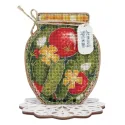 Cross-stitch on wooden base "Summer harvest" 13*12*9 cm SO-116