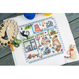 Cross stitch kit "Sampler. Cats" 20x20 cm SNV-894