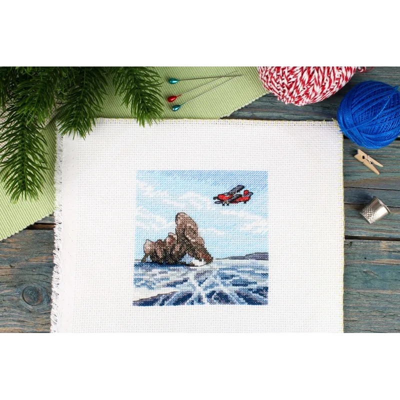 Cross stitch kit "Over the frozen lake" 11x11 cm SM-989