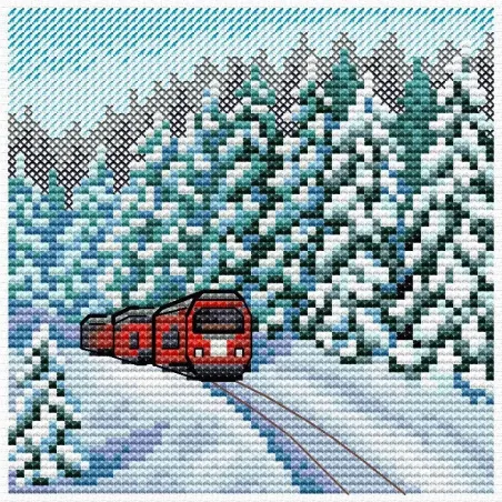 Cross stitch kit "Through the winter forest" 11x11 cm SM-988