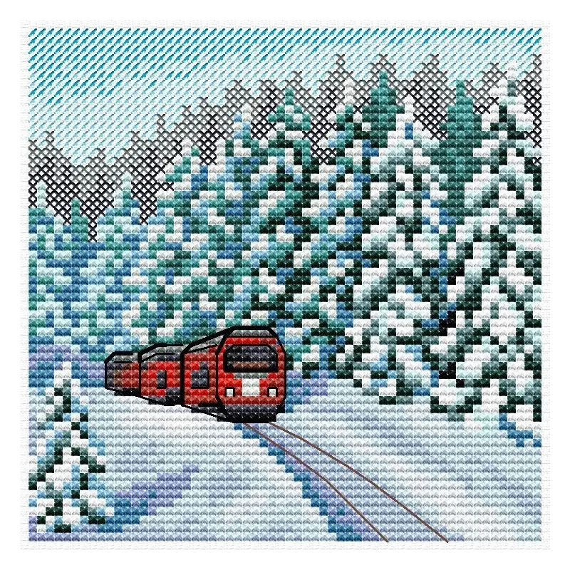 Cross Stitch Kit "через зимний лес" 11x11 см SM-988